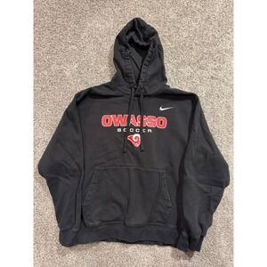 Nike Sweatshirt Mens Large Black Graphic Pullover Owasso Soccer Hoodie